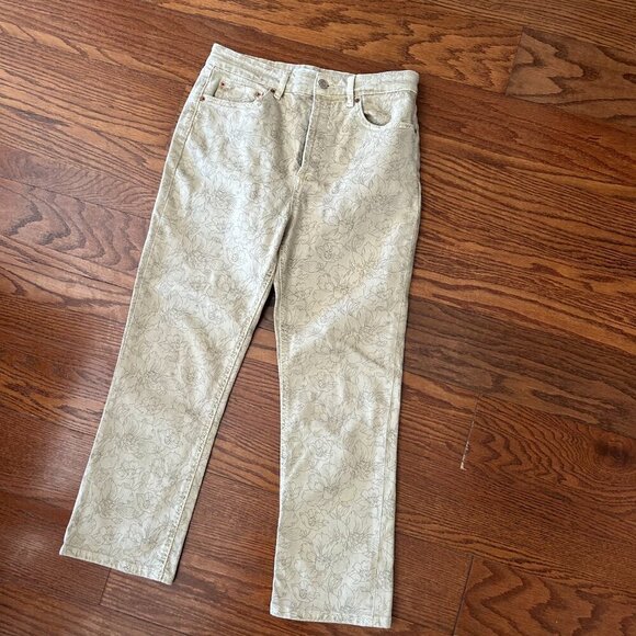 ZARA THE DREED FLARE JEANS High Waisted Flare Printed Floral Size 8 - Picture 2 of 11